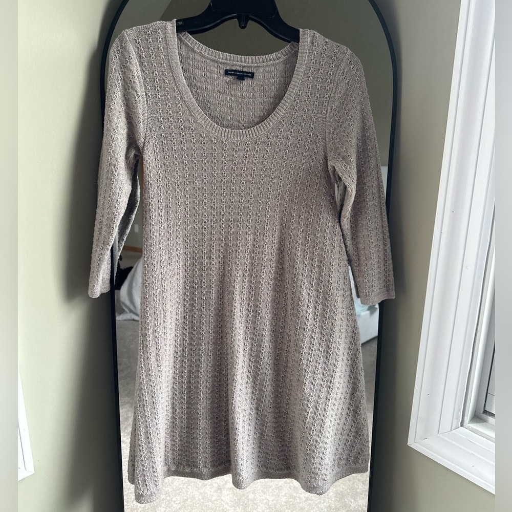 American Eagle Outfitters Beige Knit Sweater Dress